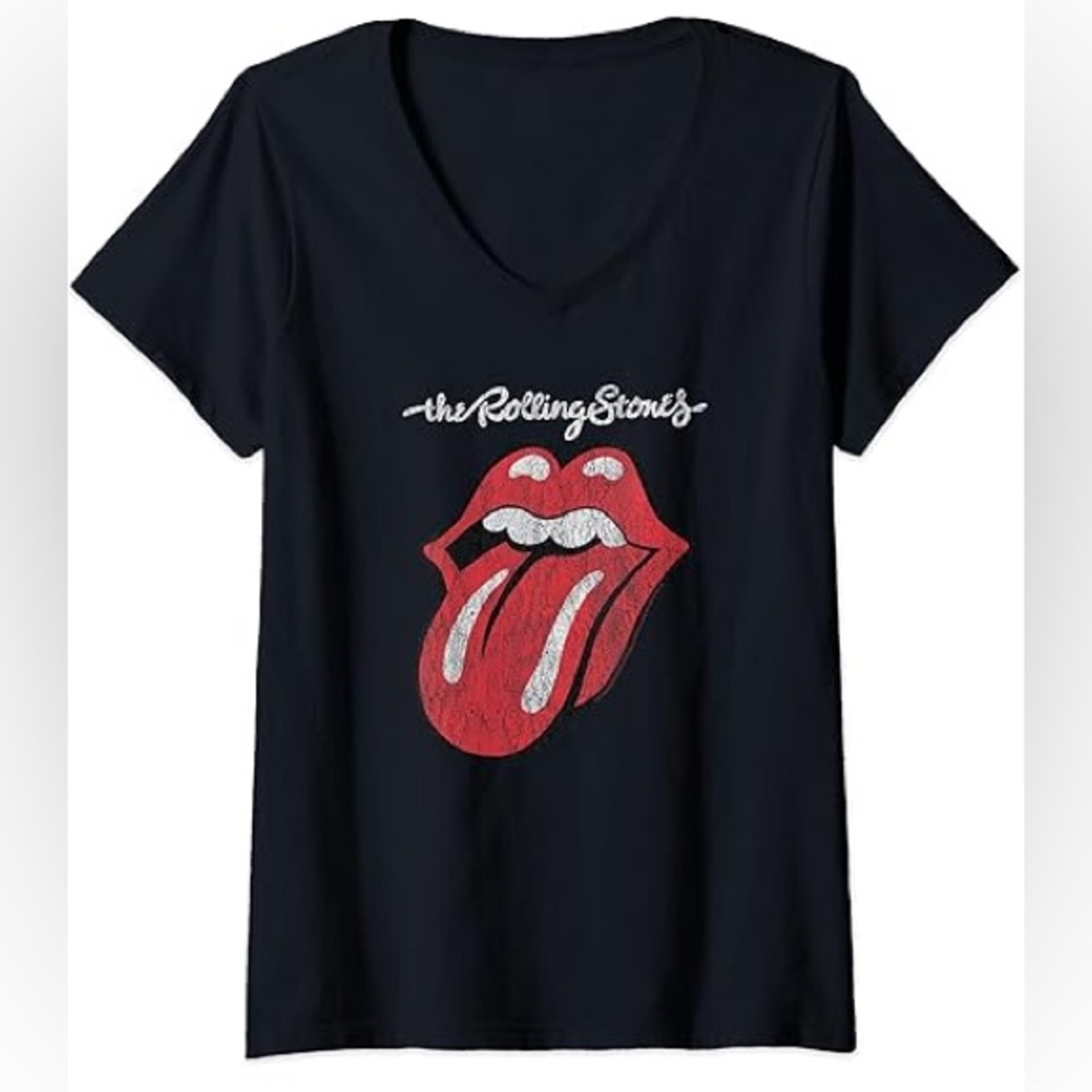 ROLLING STONES Black  V neck T-Shirt